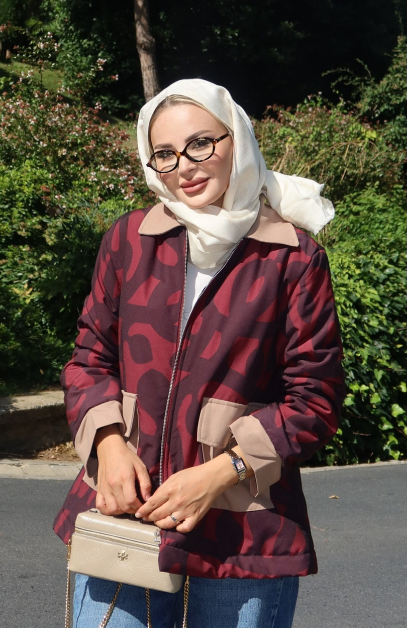 Modern Camo Ceket Bordo