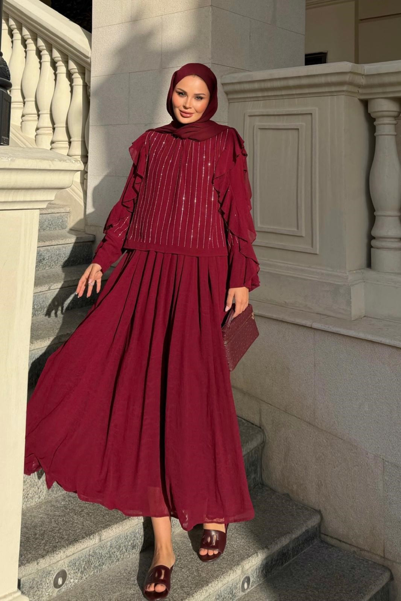 Mia Etekli Takım Bordo 