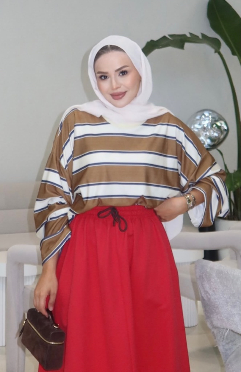 Basic Sweatshirt Kahve Sarı