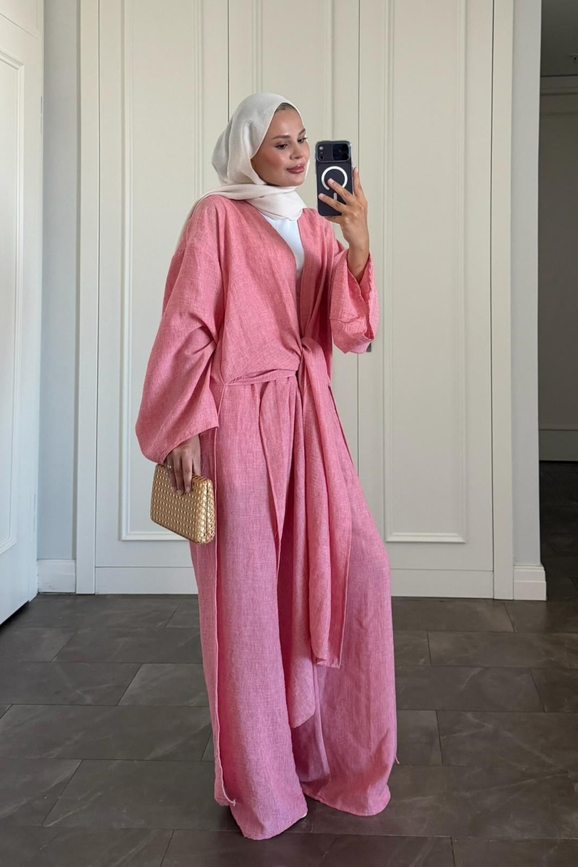Keten Kimono Takım Narçiçeği