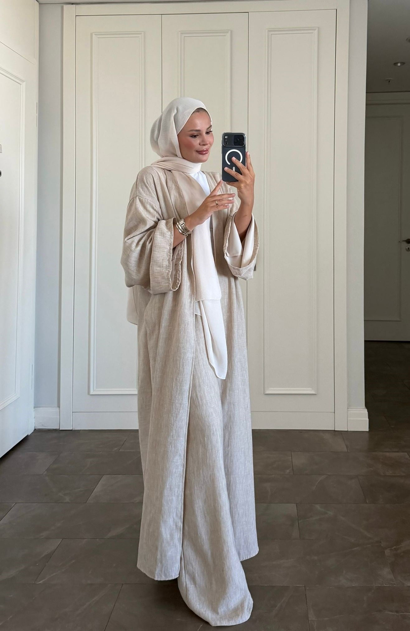 Keten Kimono Takım Bej