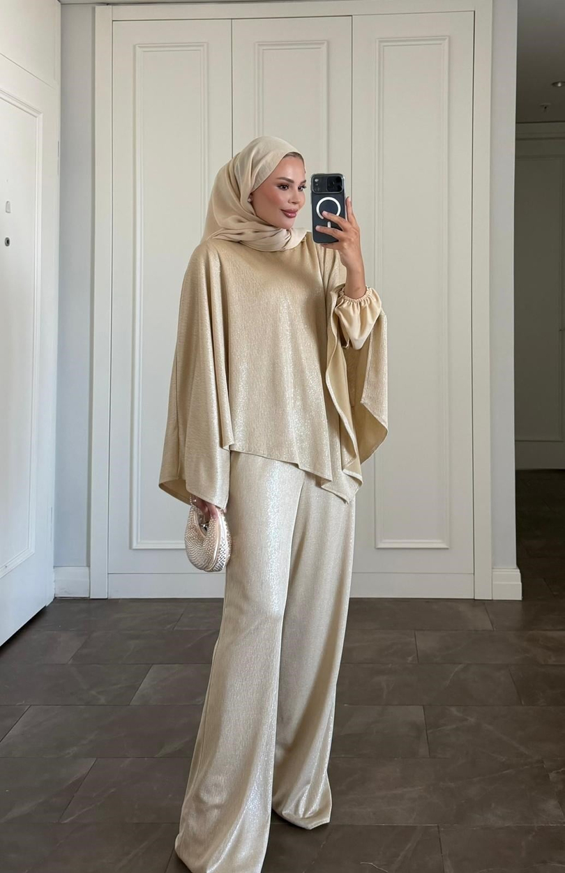Shine Pantolonlu Takım Gold