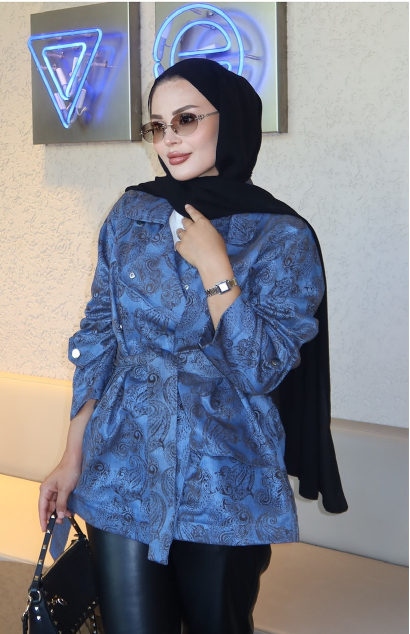 Etro Desen Denim Ceket Mavi