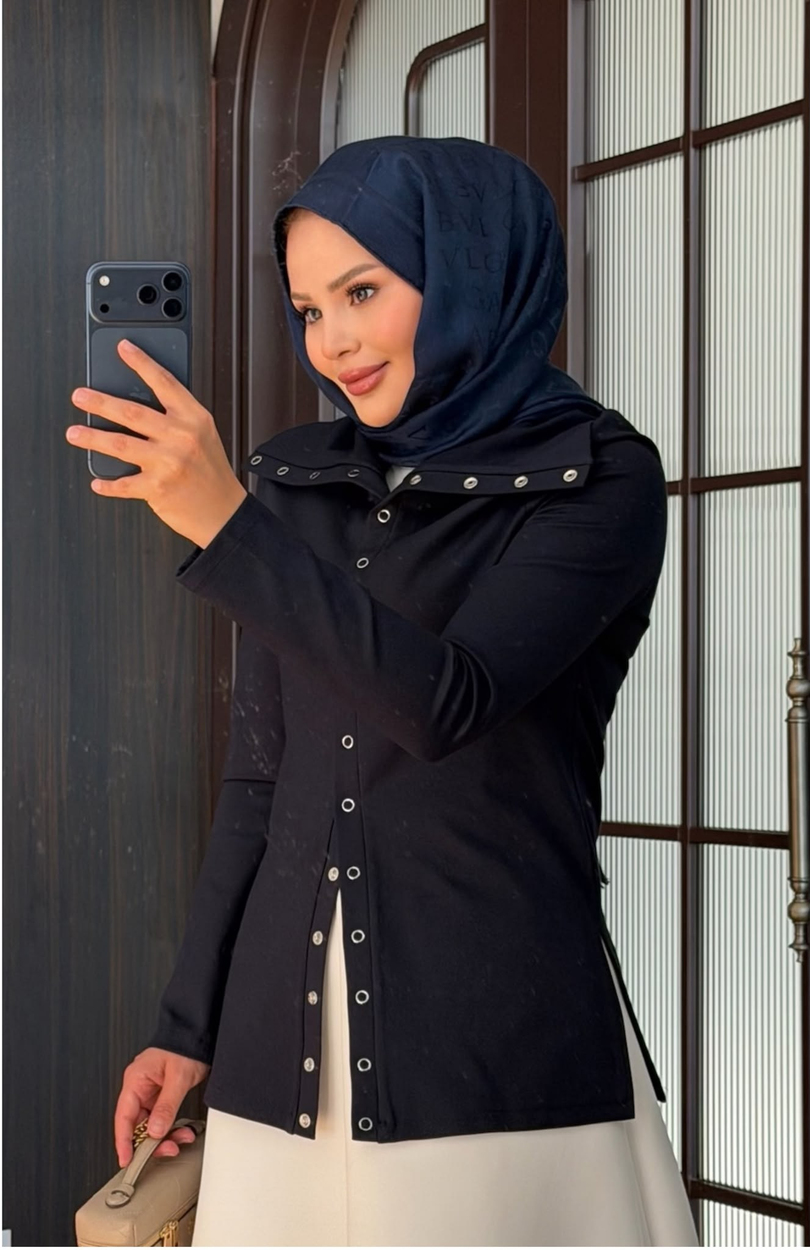 Çıtçıtlı Hırka Lacivert