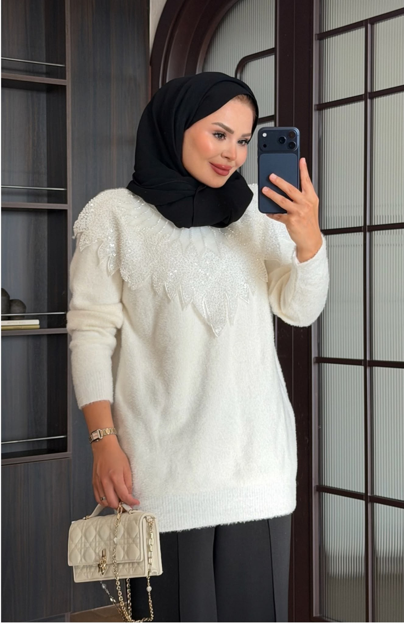 Tasarım Angora Kazak Ekru