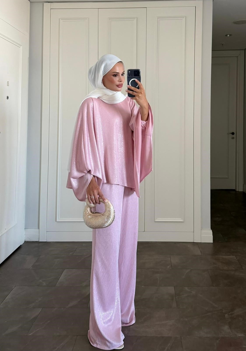 Shine Pantolonlu Takım Pembe
