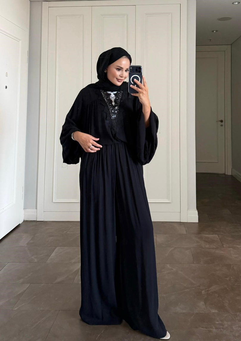 Helen Pantolonlu Takım Siyah 