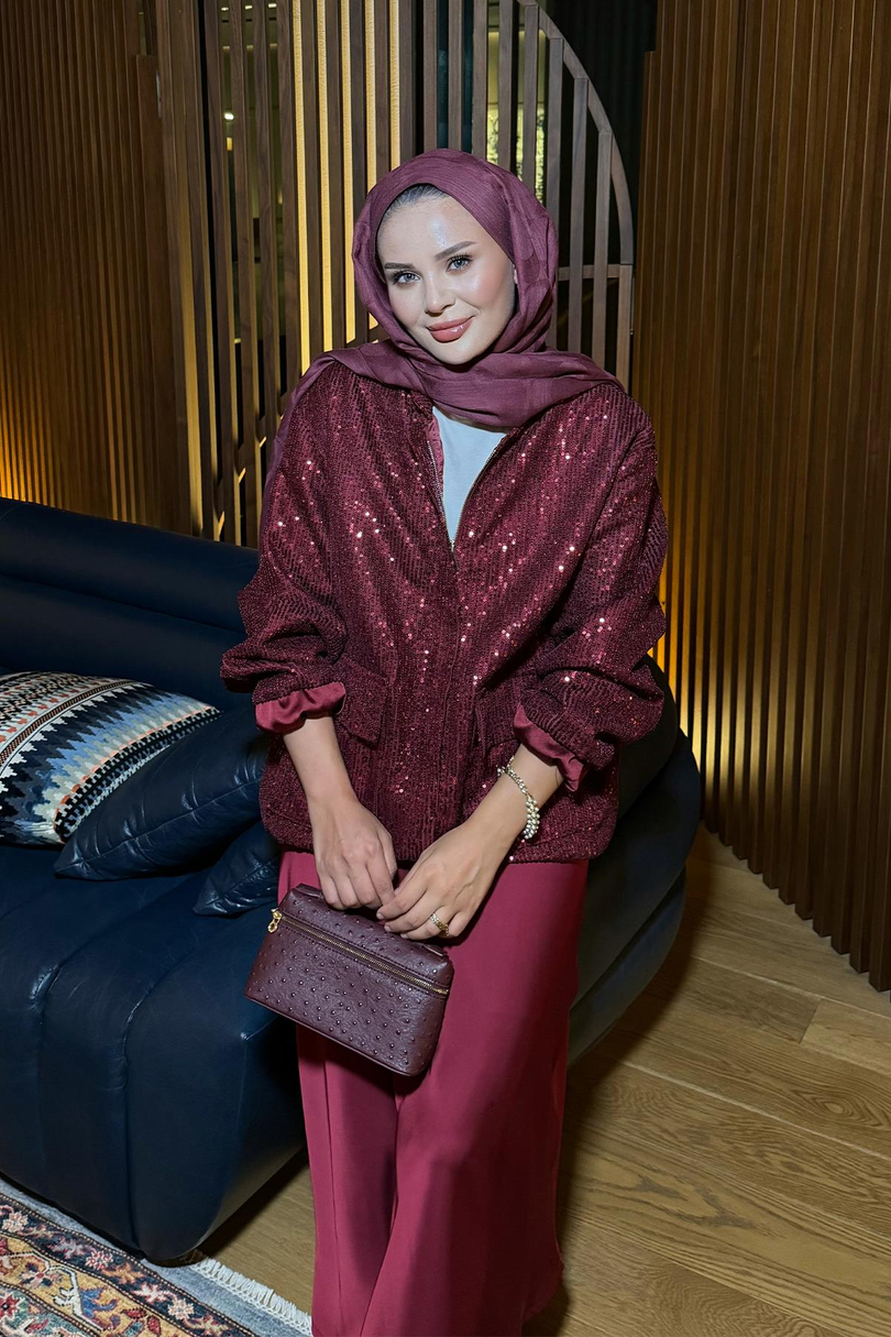 Pullu Gloria Bomber Ceket Bordo