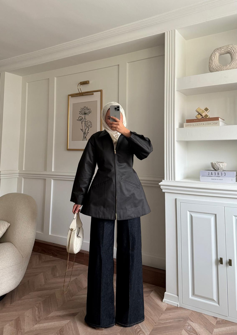 Belden Oturtmalı Barbour Ceket Siyah