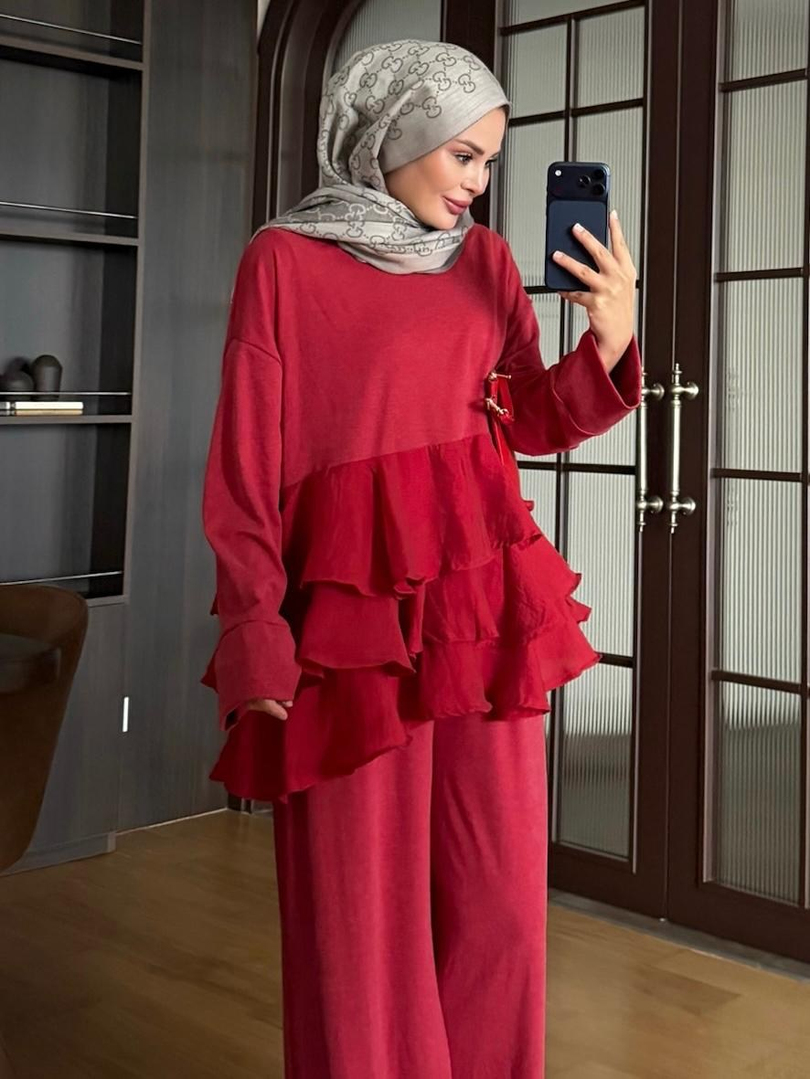 Fırfırlı Oysho Takım Kırmızı