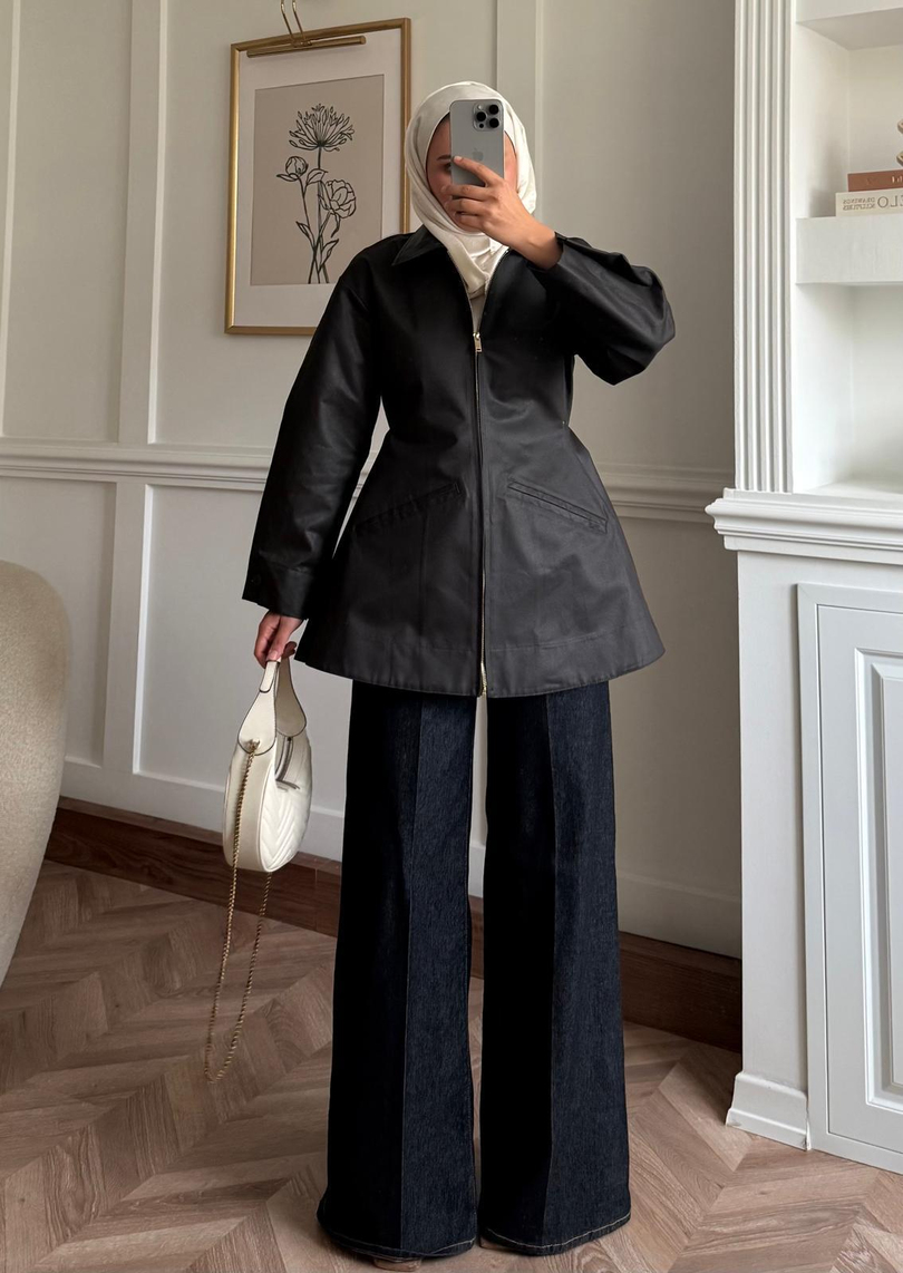 Belden Oturtmalı Barbour Ceket Siyah