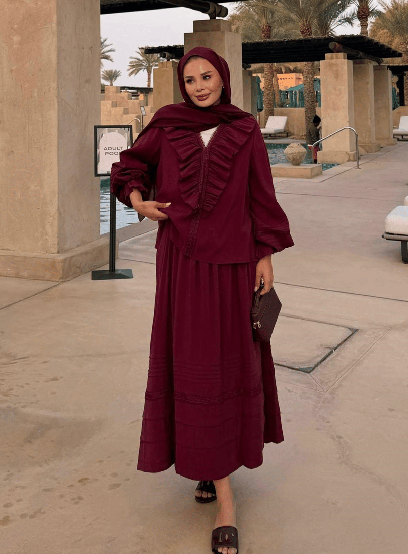 Dosha Etekli Takım Bordo