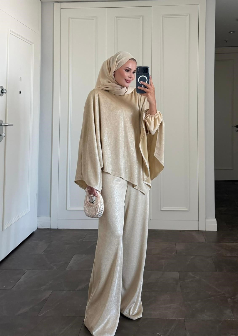 Shine Pantolonlu Takım Gold