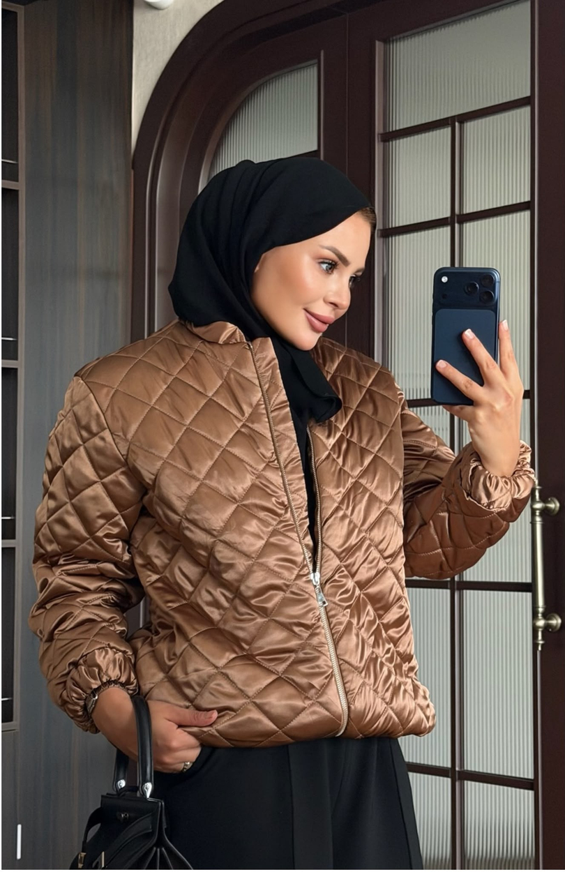 Saten Bomber Ceket Tarçın