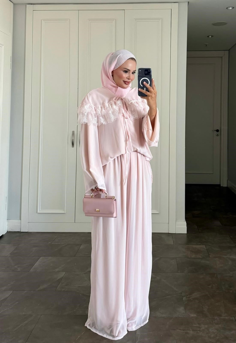 İvana Pantolonlu Takım Pembe 