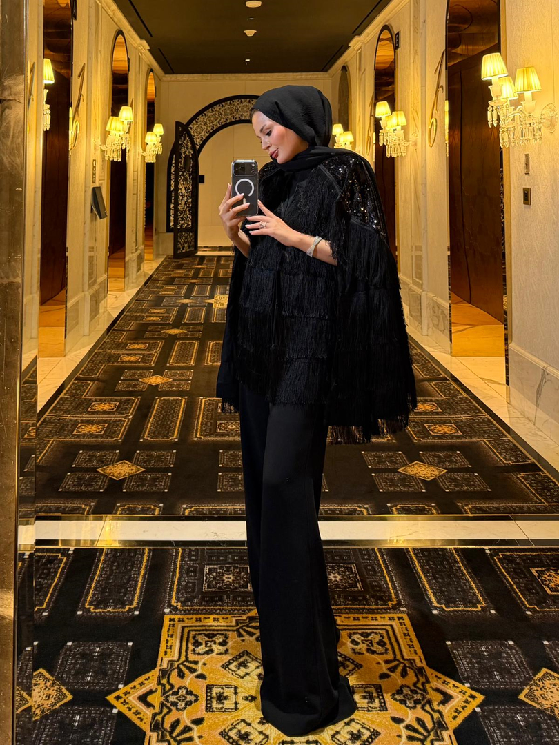 Pelerinli Pantonlu Takım Siyah