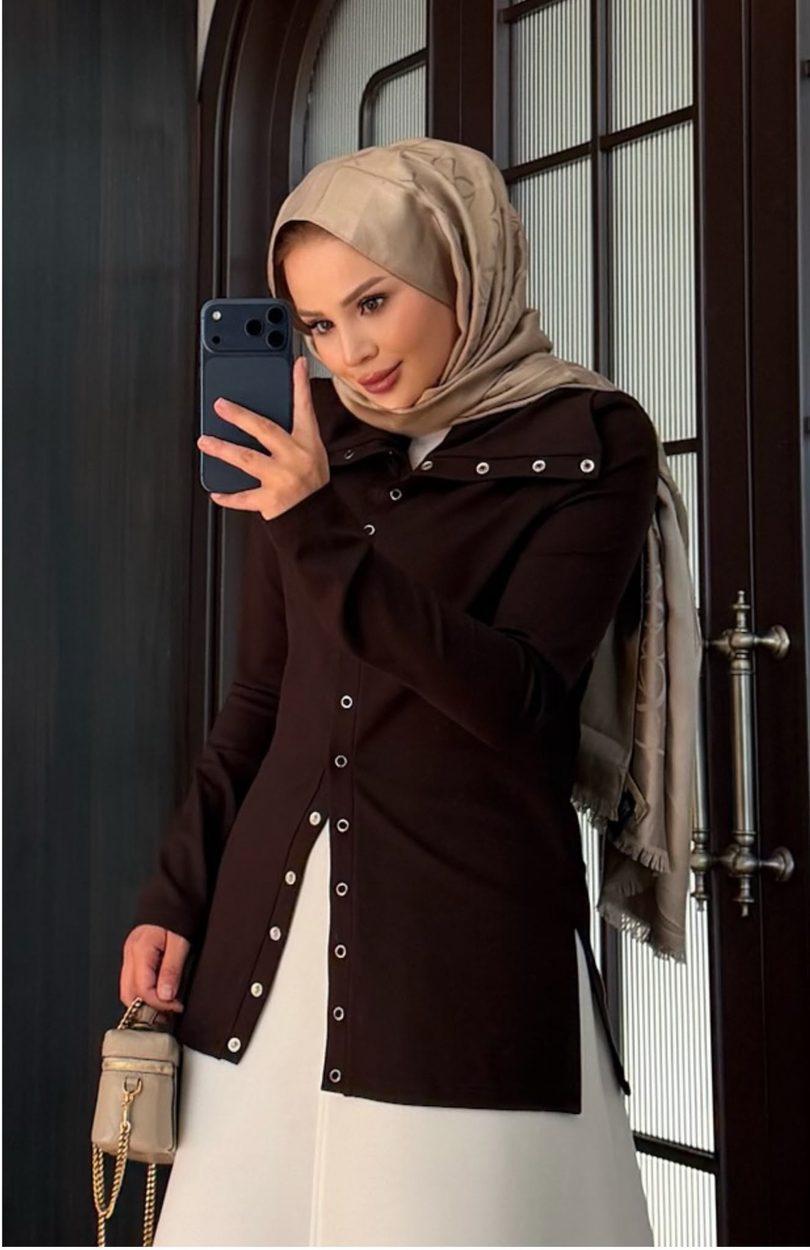 Çıtçıtlı Hırka Kahve