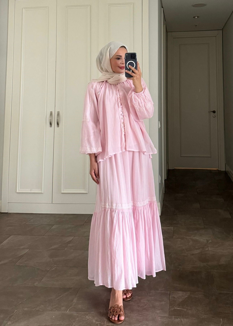Vintage Etekli Takım Pembe