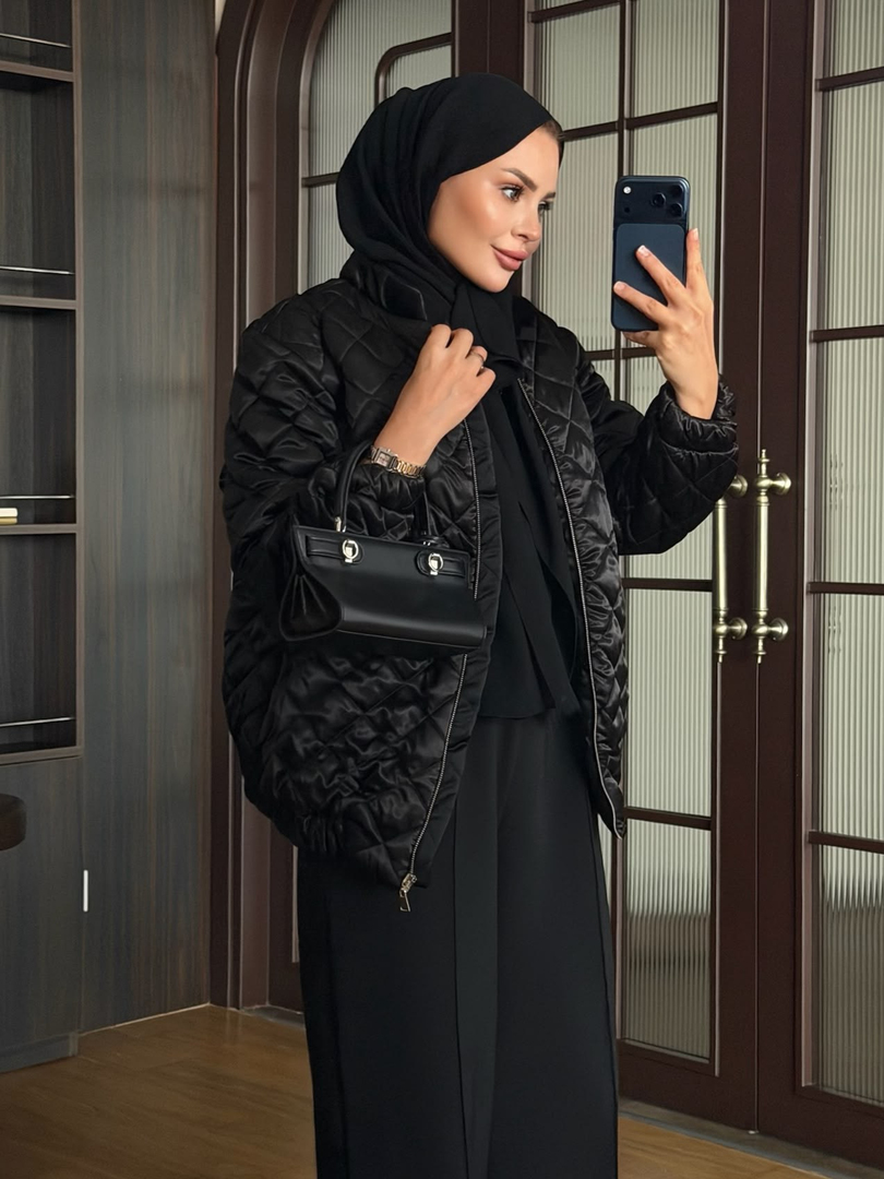 Saten Bomber Ceket Siyah