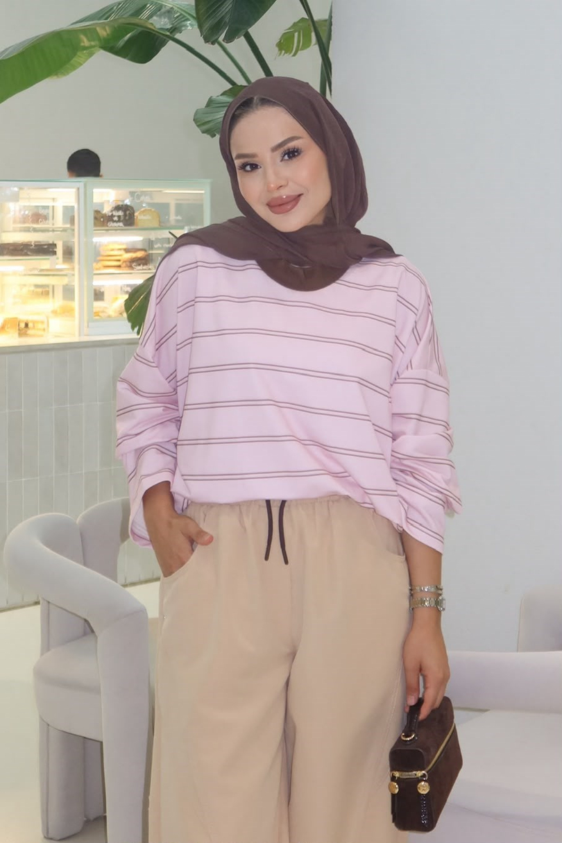 Basic Sweatshirt Pembe Kahve