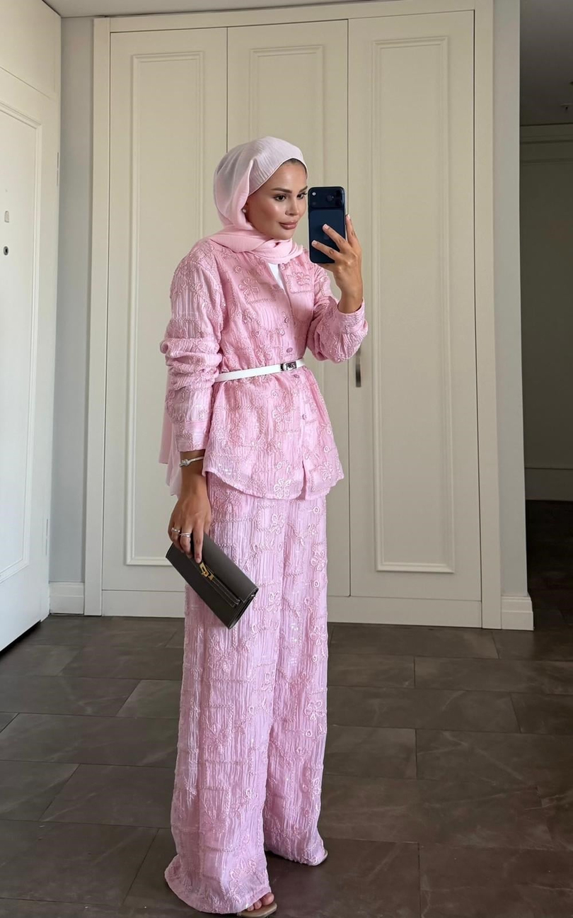 İthal Pantolonlu Takım  Pembe