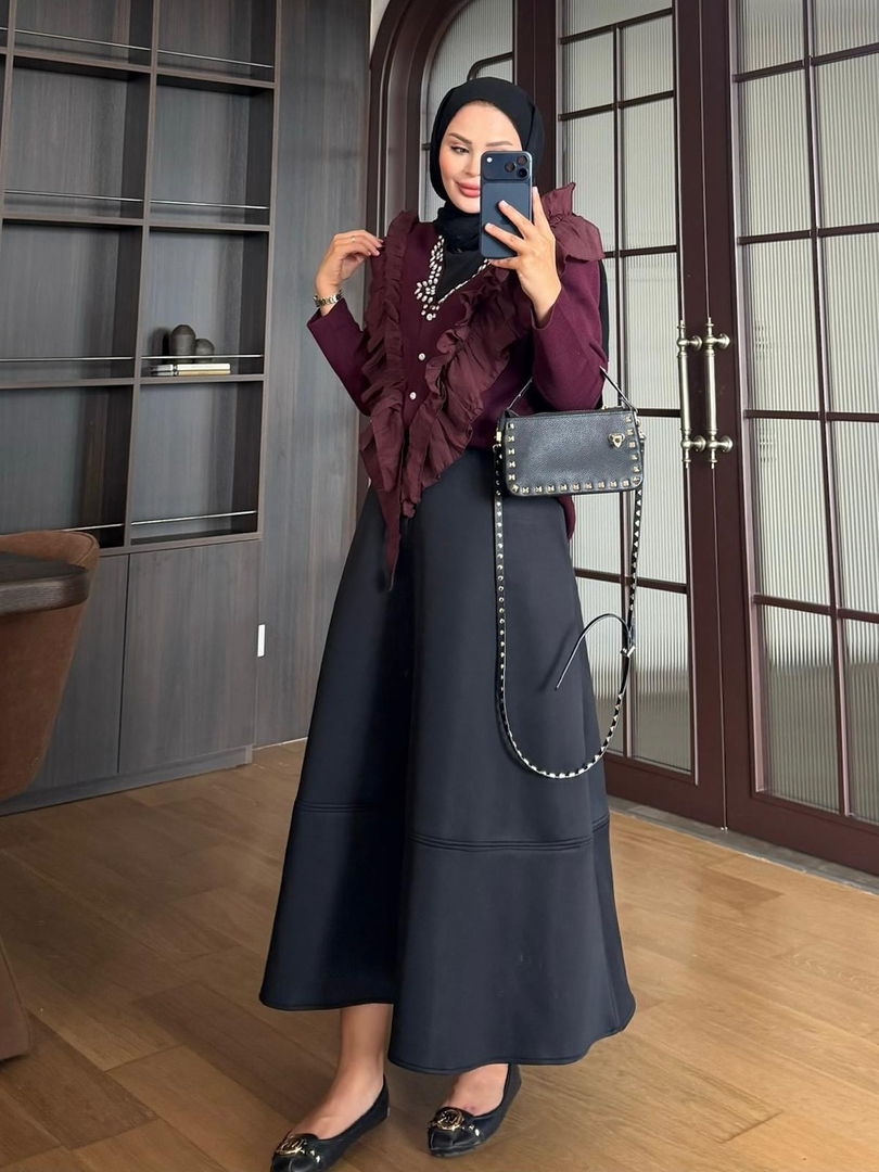 Taş Detaylı Triko Hırka Mürdüm