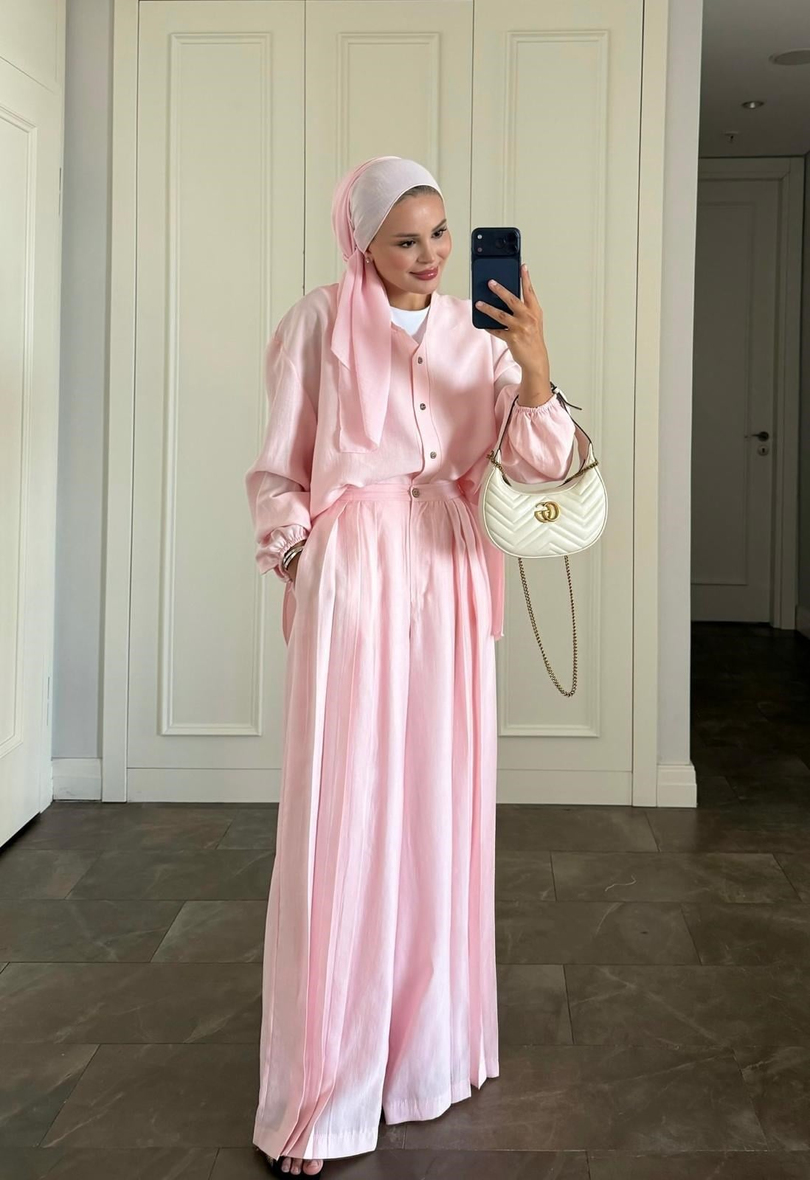 Massimo Pantolonlu Takım Pembe