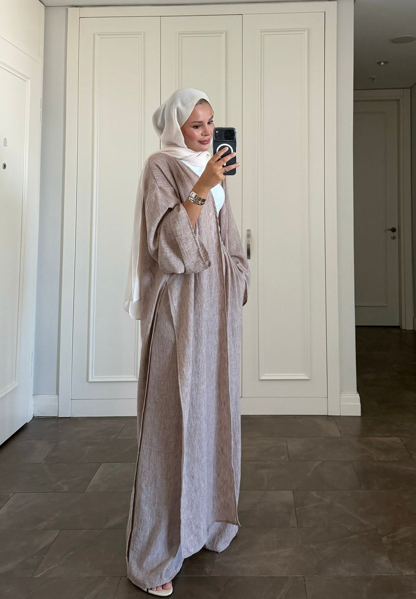 Keten Kimono Takım Kahve