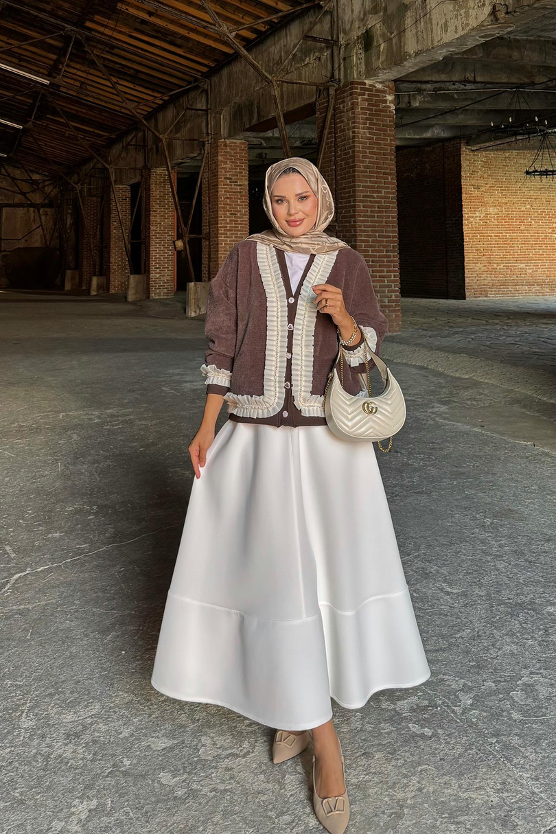 FIRFIR DETAYLI PELUŞ BELLA HIRKA Kahverengi