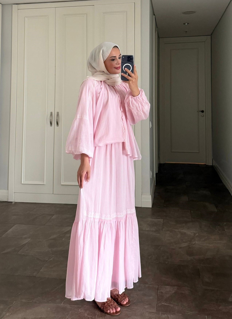 Vintage Etekli Takım Pembe