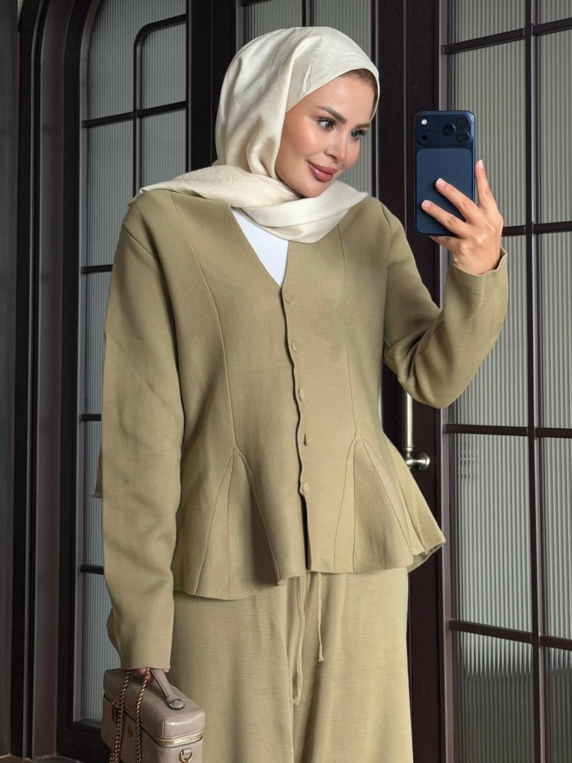 Fit Kalıp Triko Takım Yeşil