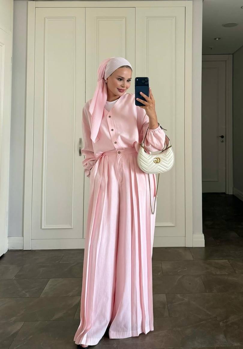 Massimo Pantolonlu Takım Pembe