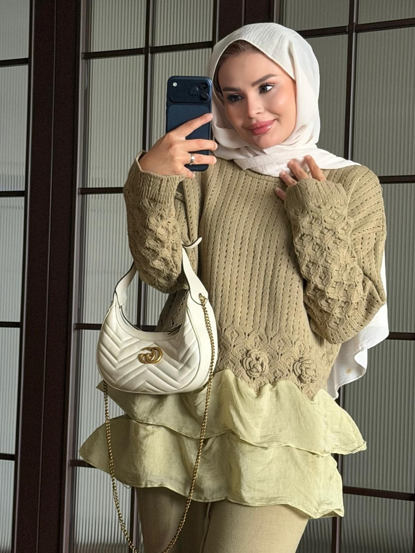 Fırfırlı Triko Takım Yeşil