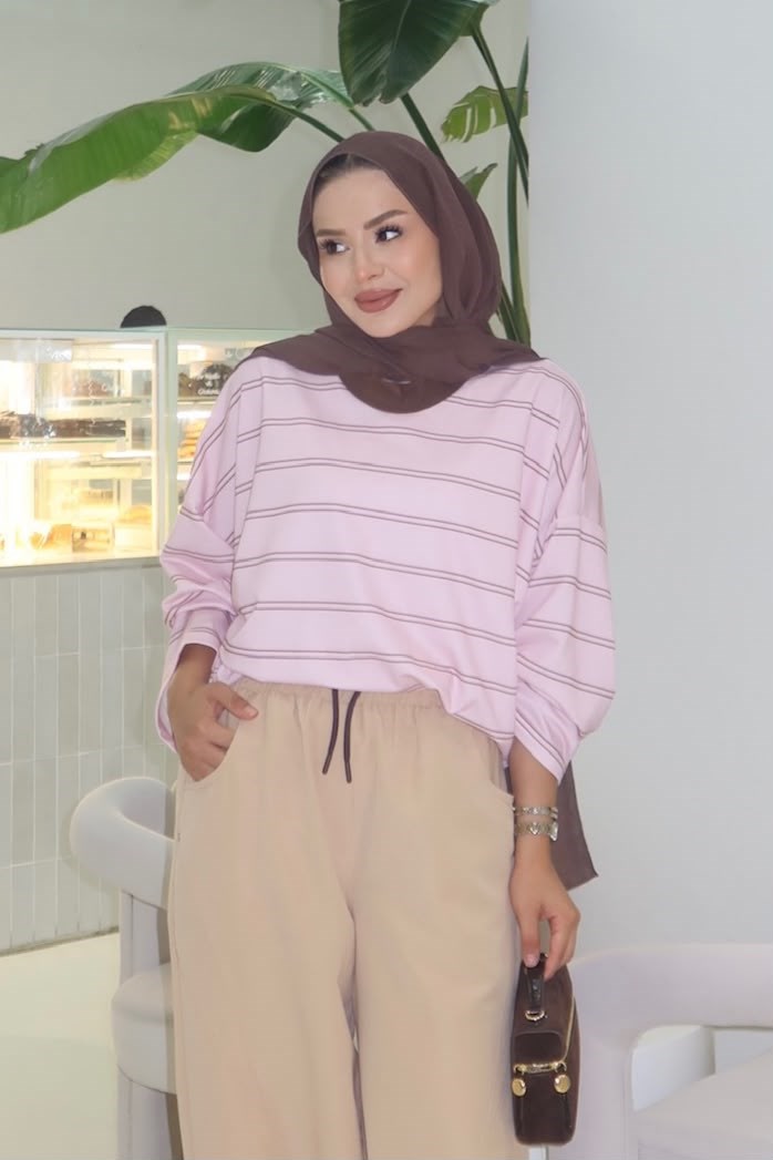 Basic Sweatshirt Pembe Kahve