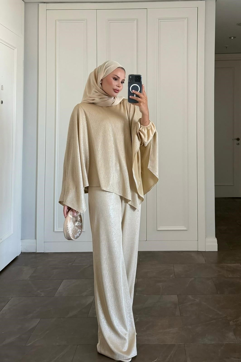 Shine Pantolonlu Takım Gold