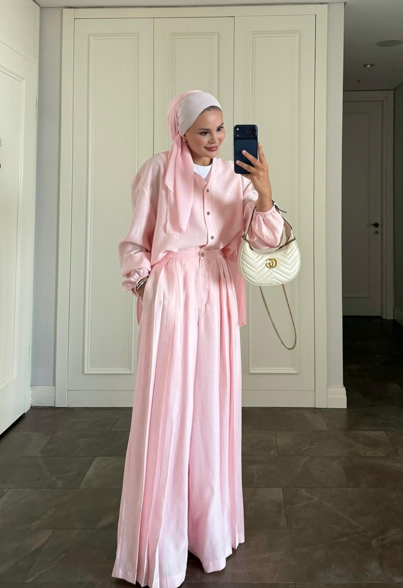 Massimo Pantolonlu Takım Pembe