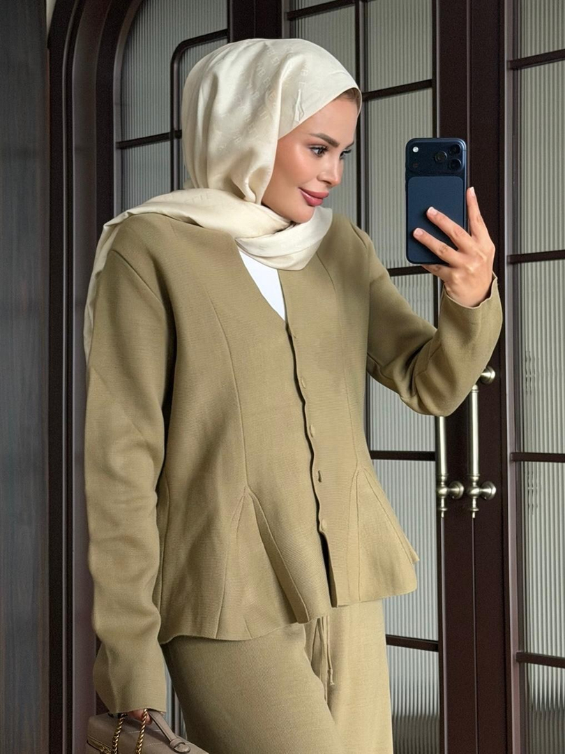 Fit Kalıp Triko Takım Yeşil