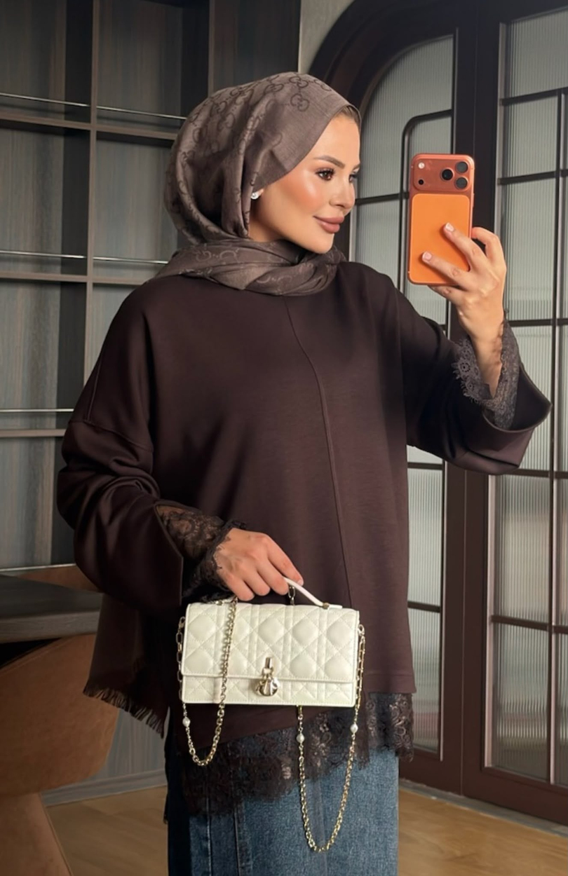 Oysho Dantelli Body Kahve