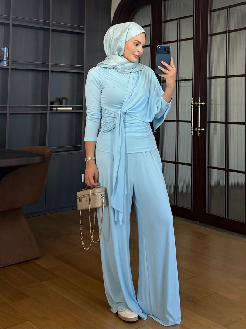 Çapraz Bağlmalı Takım Bebe Mavisi