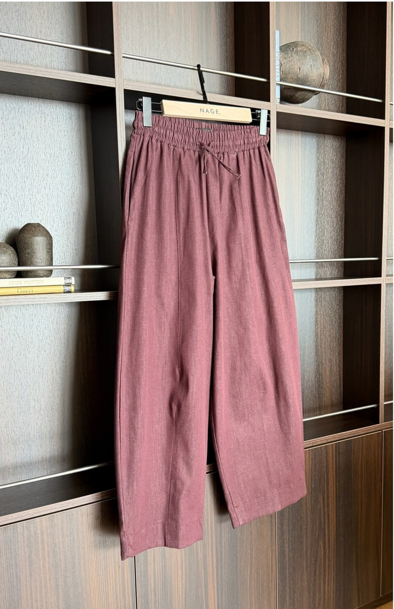 Barrel Denim Pantolon Bordo