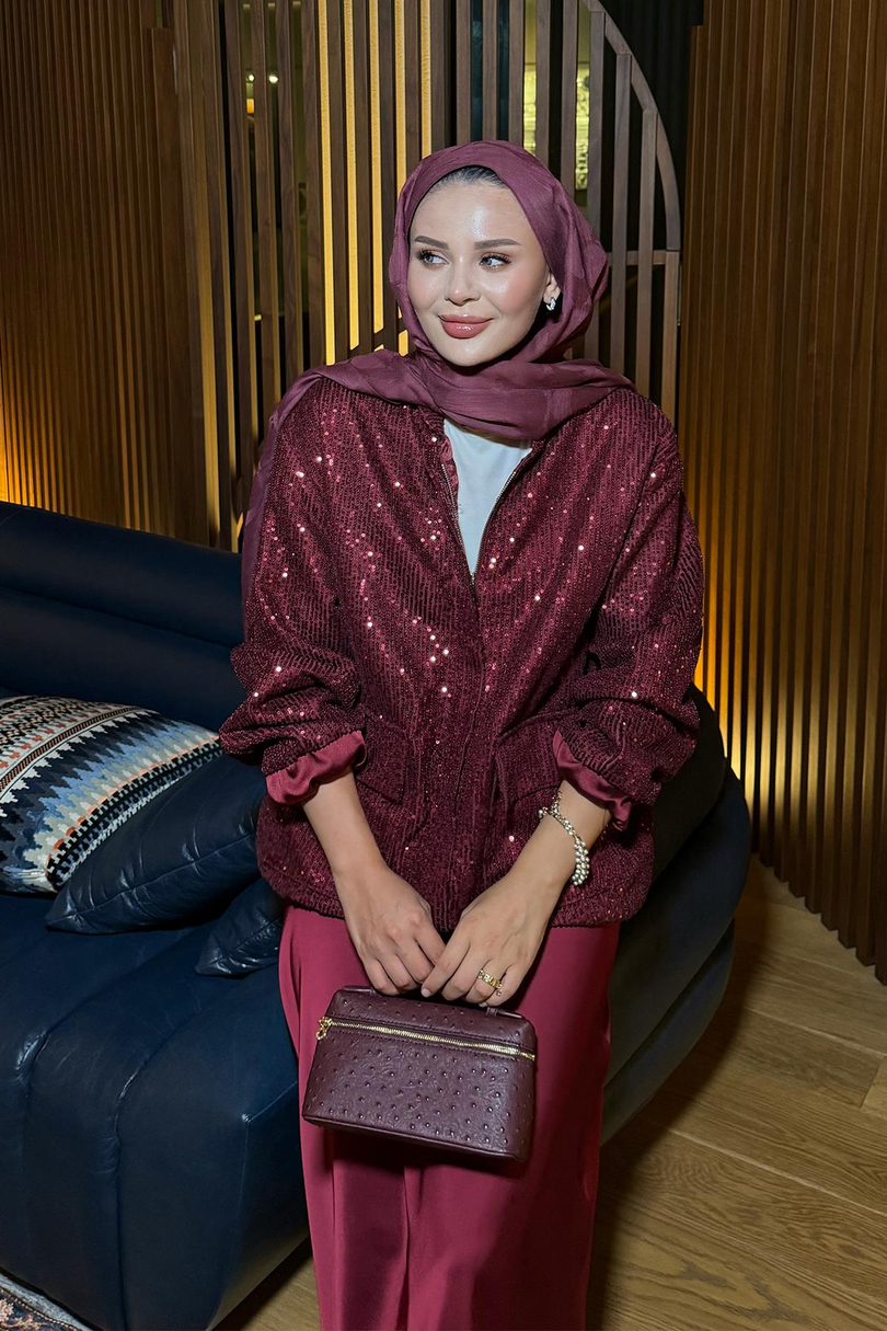 Pullu Gloria Bomber Ceket Bordo