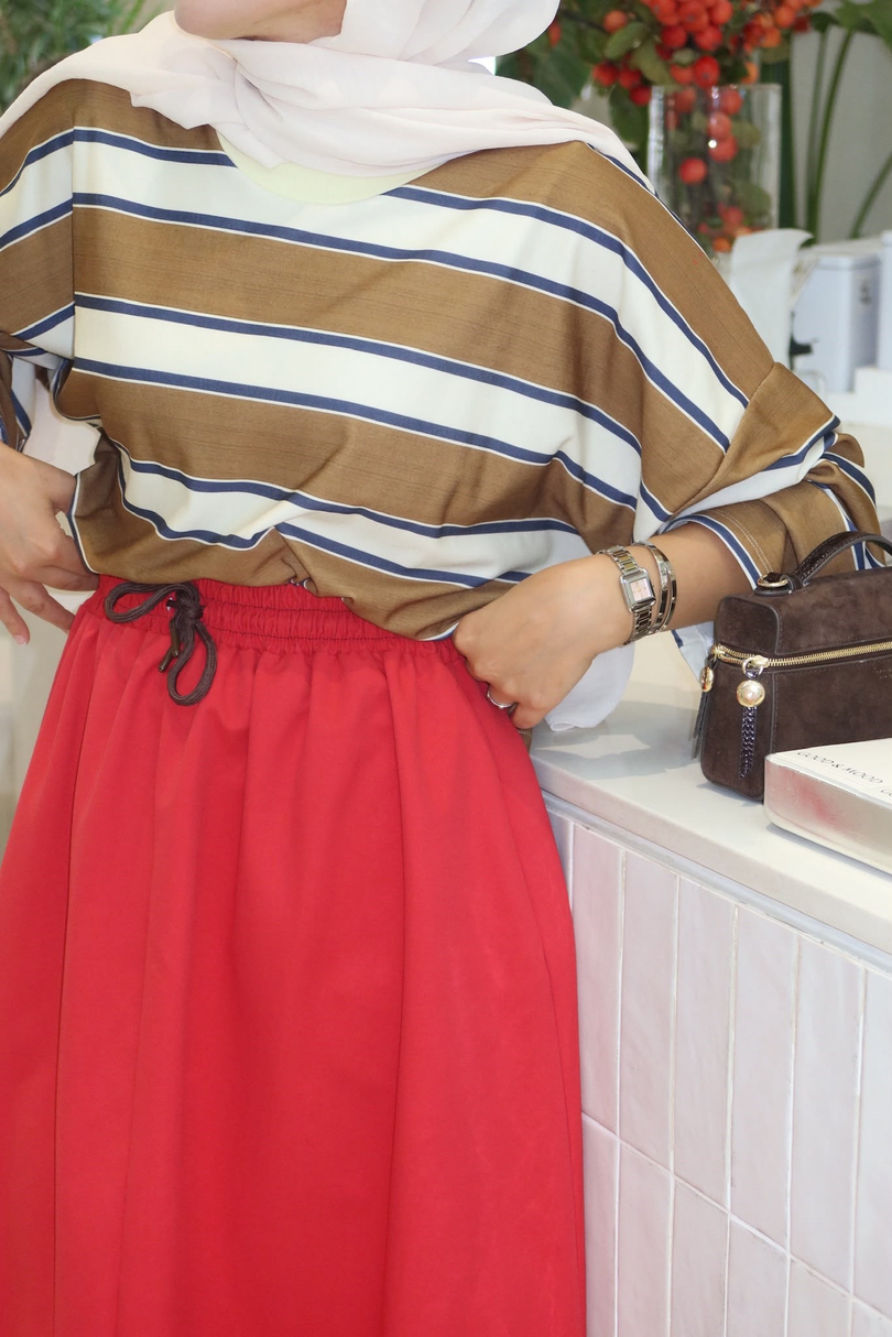 Basic Sweatshirt Kahve Sarı