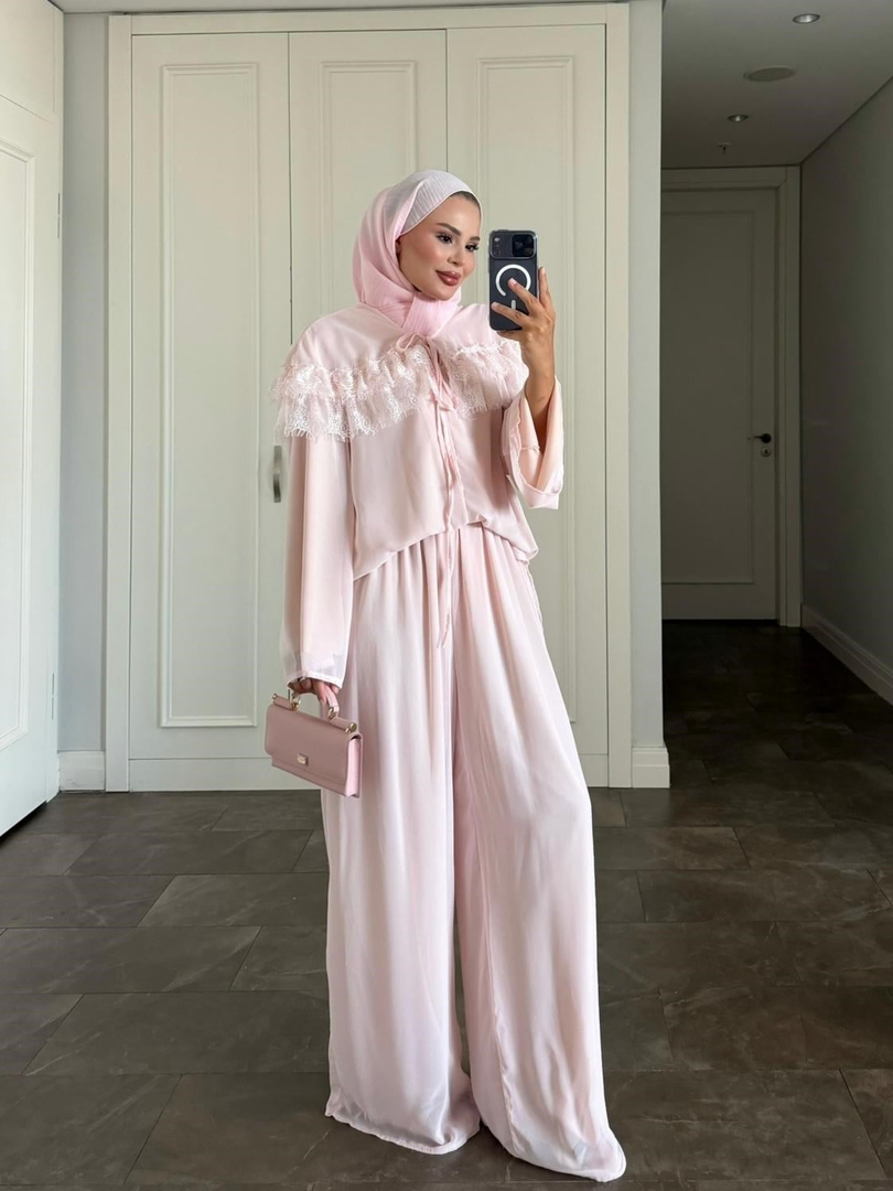 İvana Pantolonlu Takım Pembe 