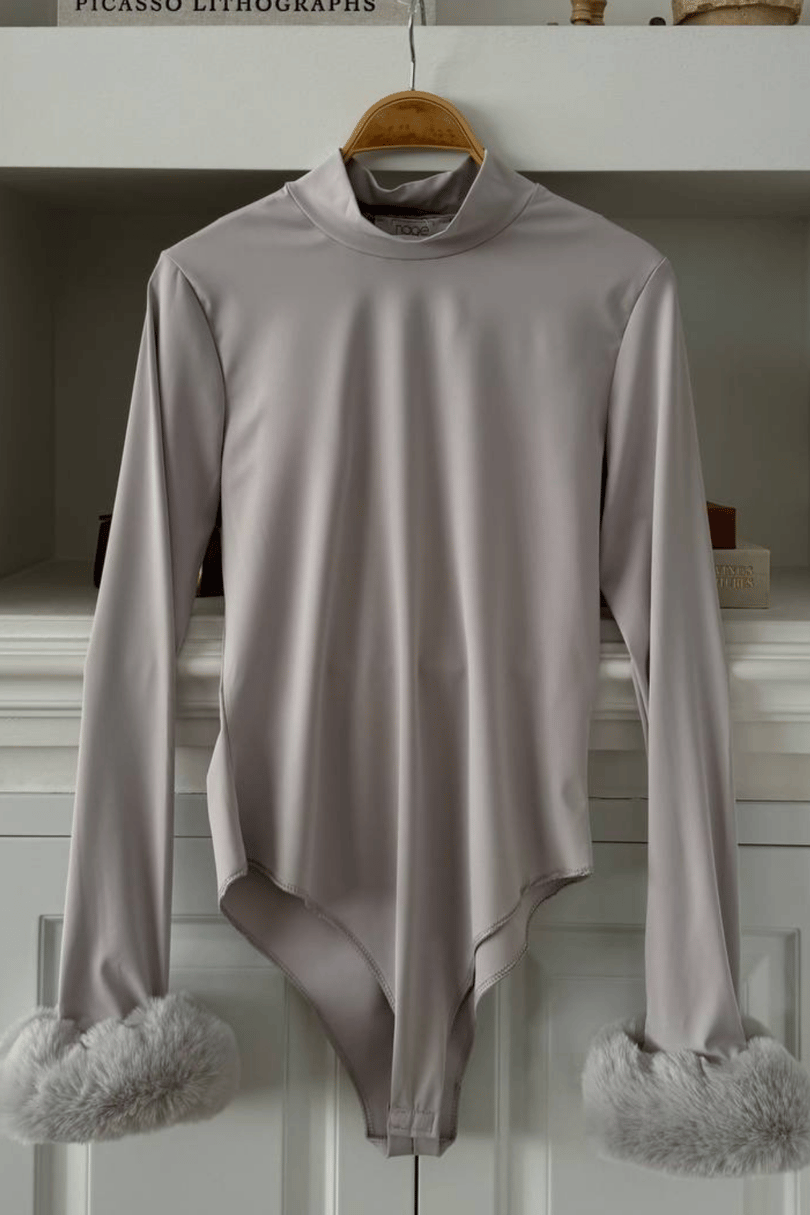 PELUŞ KOLLU BODY GRİ