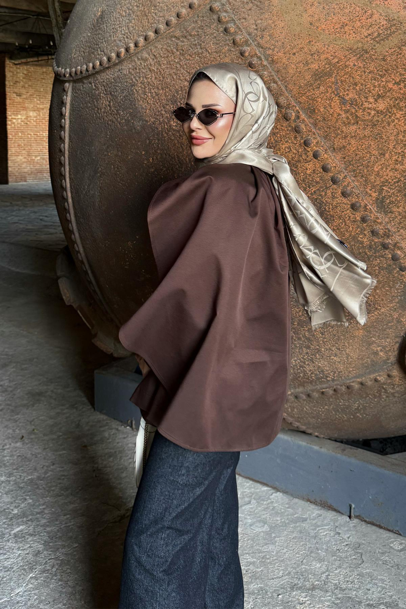 Yarasa Kollu Camilla Trençkot Kahverengi