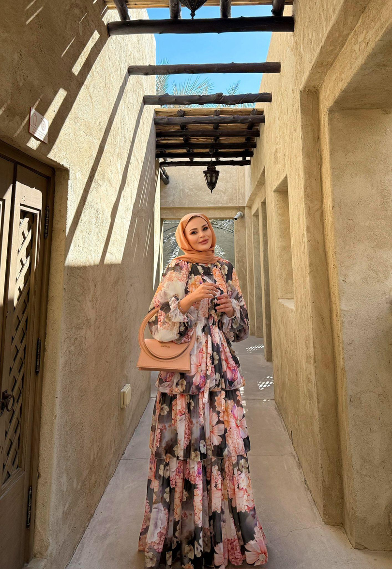 FLORAL ELBİSE SİYAH