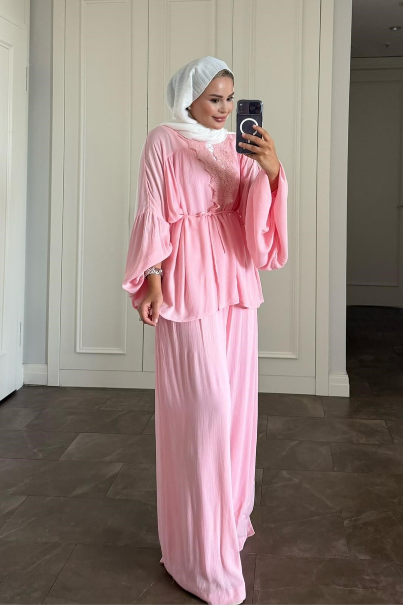 Helen Pantolonlu Takım Pembe