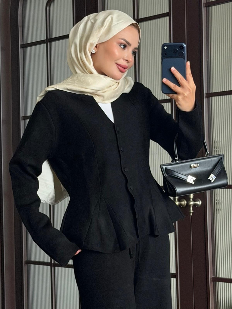Fit Kalıp Triko Takım Siyah