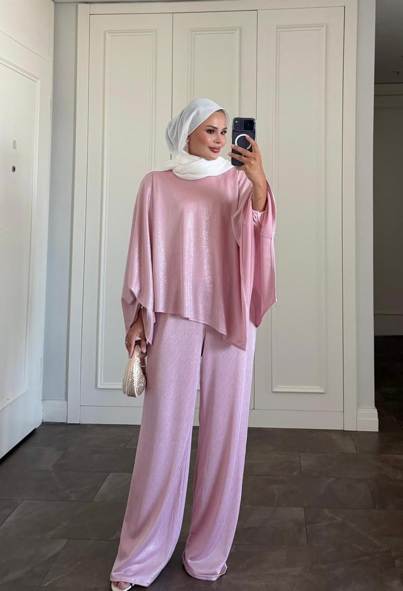 Shine Pantolonlu Takım Pembe