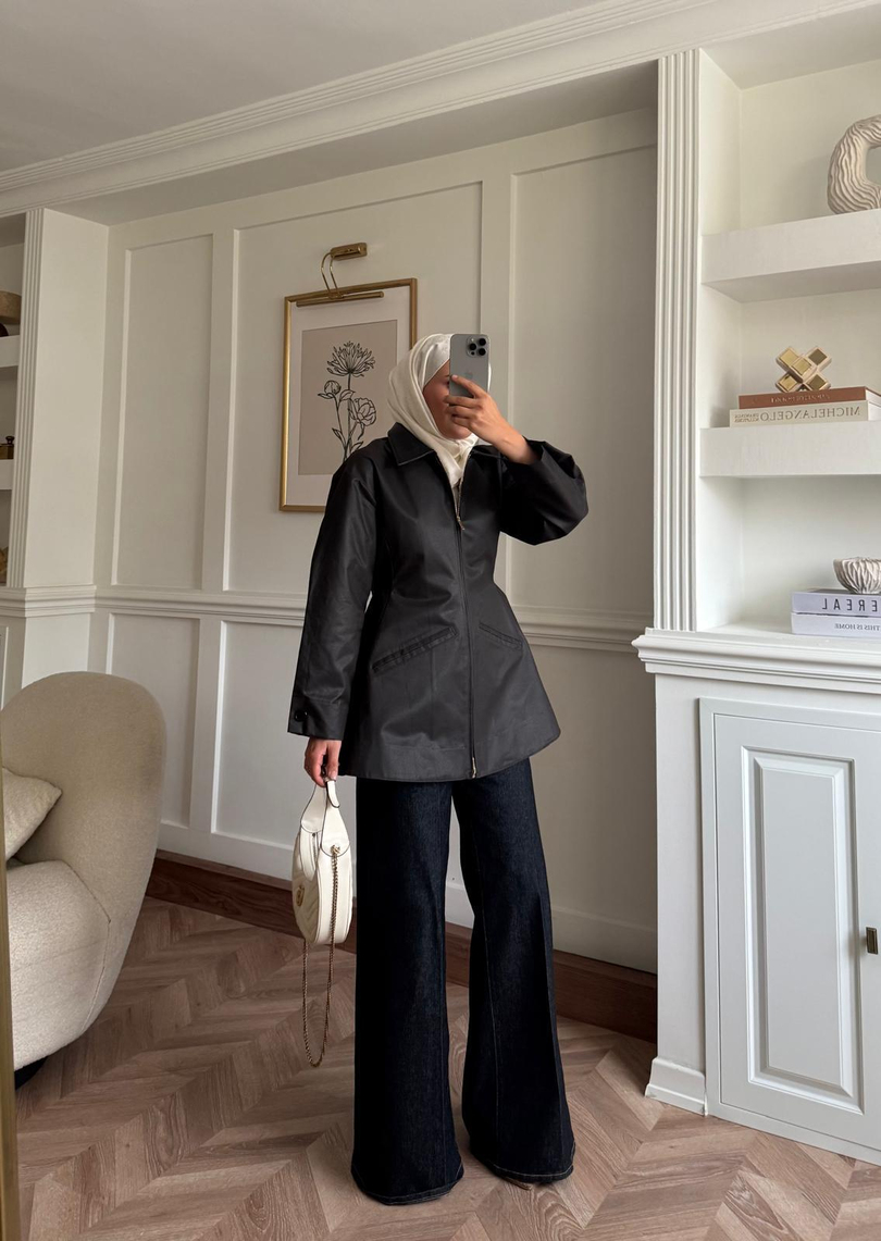 Belden Oturtmalı Barbour Ceket Siyah